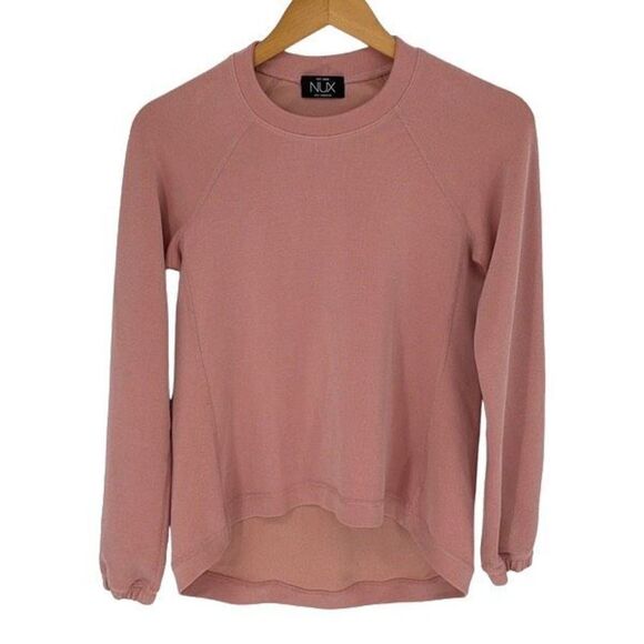 NUX Womens Modal Raglan Sleeve Crew Neck Pullover Sweater Pink Small - Picture 1 of 8